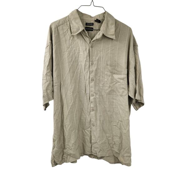 GEORGE Tan Linen Blend Button-Down Shirt - Men's XL - Picture 1 of 4